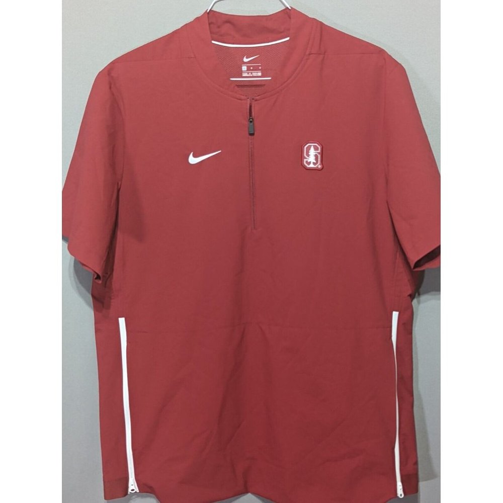 NIKE University Of Stanford Red Baseball Batting Cage Warm Up Pullover Mens LRG